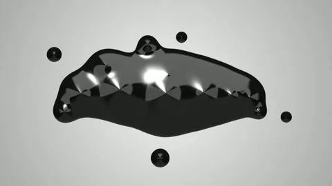 Abstract 3D Render of a Glossy Black Liquid Metaball Morphing on a Gray Stock Footage 336917755