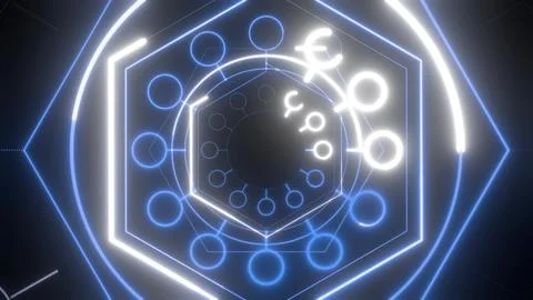 Abstract 3d render of a glowing blue audio visualizer for energetic concerts and 스톡 일러스트