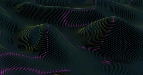 Abstract 3D Render of Glowing Waves with Neon Highlights - Futuristic Geometr Иллюстрация