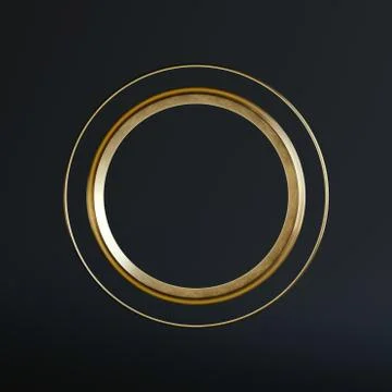 Abstract 3d render golden ring roundshape Minimalism background Illustration