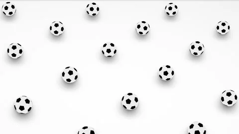 Abstract 3d render of grid of black and white football in isometric view Stock Footage 240038269