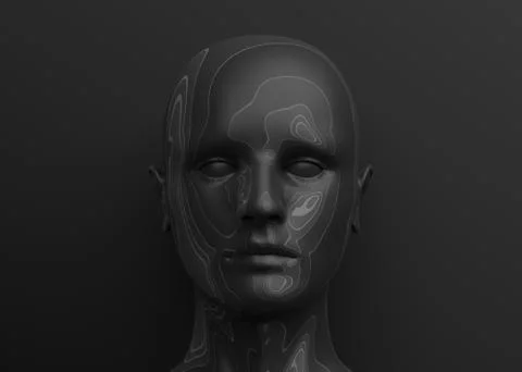 Abstract 3D Render of Human Head Stock Illustration