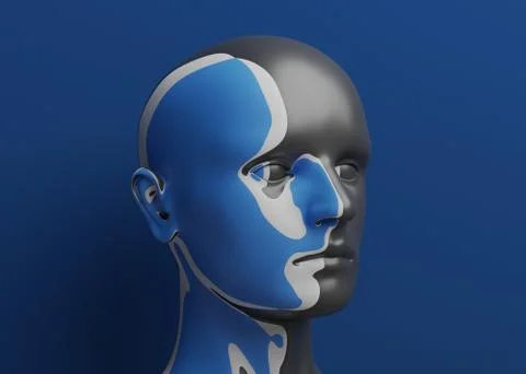 Abstract 3D Render of a Human Head Illustrazione stock