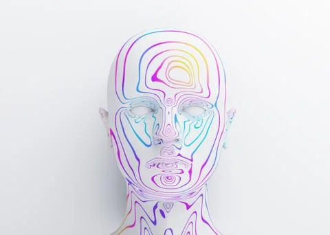 Abstract 3D Render of Human Head Illustrazione stock