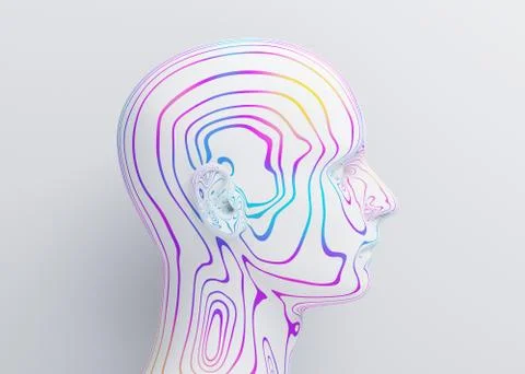 Abstract 3D Render of Human Head Illustrazione stock