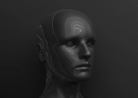 Abstract 3D Render of Human Head Stock Illustration