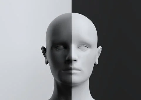 Abstract 3D Render of Human Head 스톡 일러스트
