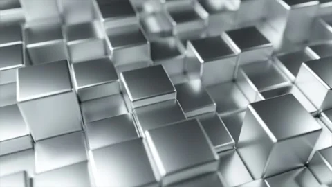Abstract 3D Render of Interlocking Metallic Cubes Stock Footage 297016158
