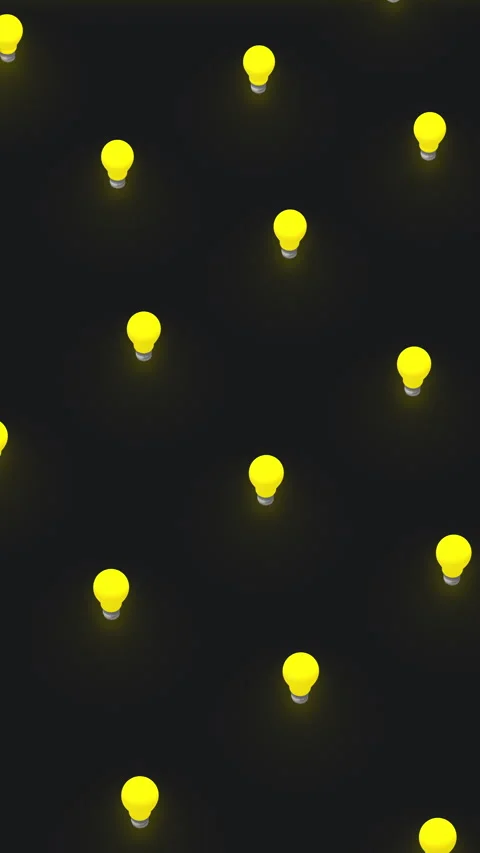 Abstract 3d render of light bulb objects in isometric view Vídeo Stock 330074687