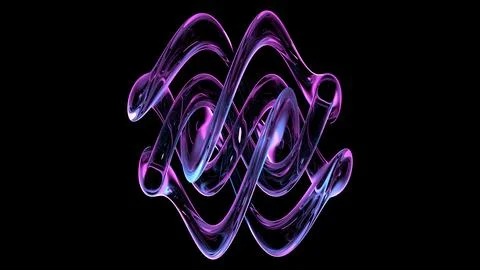 This abstract 3D render with a liquid glass effect creates a dynamic visual.. Stock Illustration