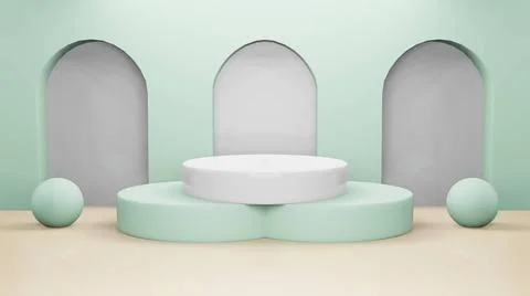 Abstract 3d render, Mock up podium for product presentation, abstract mini... Stock Photos