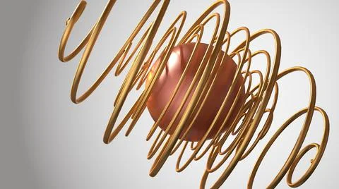 Abstract 3D Render, modern background, sphere object with round spiral line Stock Illustration