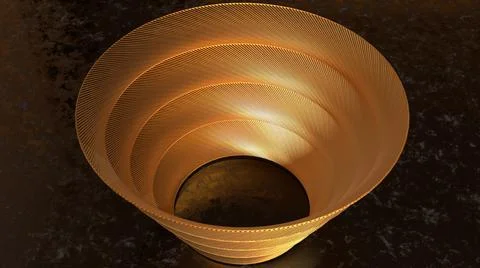 Abstract 3D Render, modern background with round spiral gold object Stock Illustration