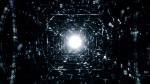 Abstract 3d render of a multi color data stream tunnel for futuristic technology Video stock 318935892
