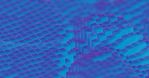 Abstract 3D Render of Neon Blue and Pink Cubes - Modern Geometric Pattern Stock Illustration