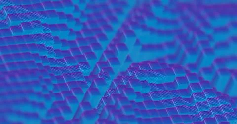 Abstract 3D Render of Neon Blue and Pink Cubes with Bright Accents - Futurist Stock Illustration