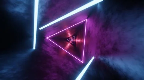 Abstract 3d render of neon, glowing light tubes, lasers and lines bouncing ar Stock Illustration