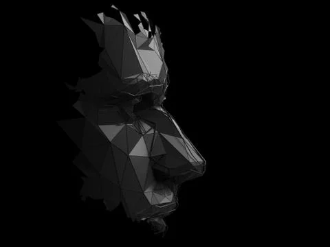 Abstract 3D Render of Polygonal Human Face Illustrazione stock