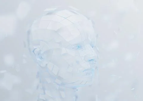 Abstract 3D Render of Polygonal Human Face Stock Illustration