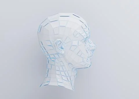 Abstract 3D Render of Polygonal Human Face Illustrazione stock