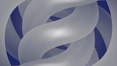 Abstract 3d render of a smooth grey torus spiral on dark blue. イラスト素材