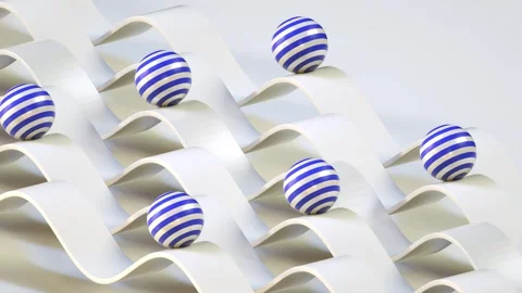 Abstract 3d render striped spheres rolling the curve pathway. Light dynamic.. Stock-Footage 335534792