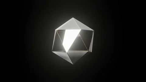 Abstract 3d render structure with glass and golden elements. Simple 3d motion Stock Footage 209248457