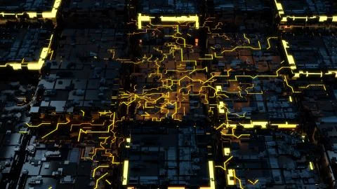 Abstract 3d render of technological background. High detailed complex cube st Stock Illustration