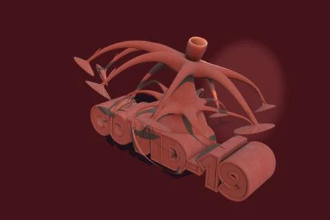 Abstract 3D render on the theme of covid-19 coronavirus in orange tone with i 写真素材