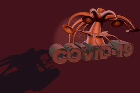 Abstract 3D render on the theme of covid-19 coronavirus in orange tone with i Stock Photos