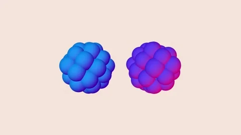 Abstract 3d render of two blue and purple spinning berry shapes on light Stock Footage 332069789