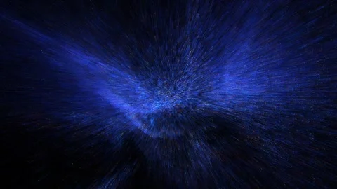 Abstract 3D render of a vibrant blue particle field exploding outwards 스톡 동영상 311587614