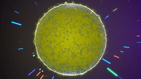 Abstract 3D render of virus cell or germs microorganism under microscope over Stock Illustration