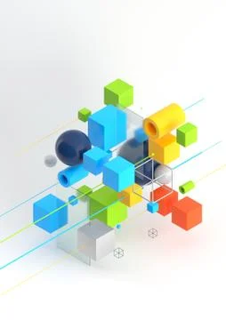 Abstract 3d render visualization background, template modern composition of Ilustración de archivo