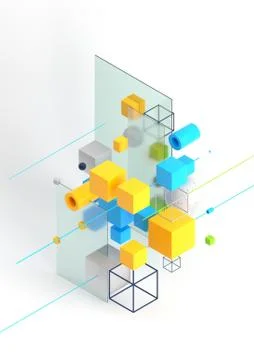 Abstract 3d render visualization background, template modern composition of Ilustración de archivo