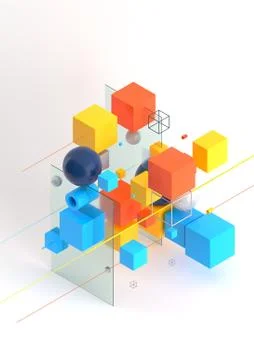 Abstract 3d render visualization background, template modern composition of Ilustración de archivo