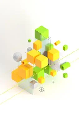 Abstract 3d render visualization background, template modern composition of Ilustración de archivo