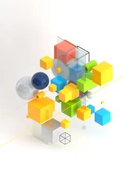 Abstract 3d render visualization background, template modern composition of Ilustración de archivo