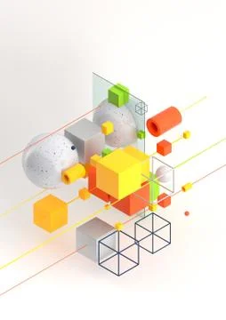 Abstract 3d render visualization background, template modern composition of Ilustración de archivo