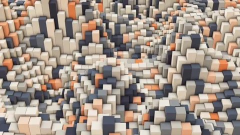 Abstract 3D Render of a Wavy Landscape of Cubes in Neutral Tones Stock Footage 299250740