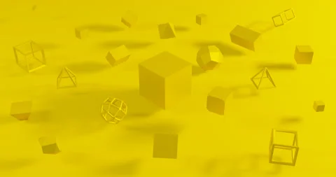 Abstract 3d render, yellow geometric background with geometric shapes Stock Footage 205498137