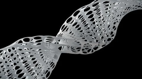 Abstract 3d rendered form. Complex deform structure. Twisted organic form. Stock Illustration