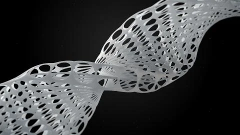 Abstract 3d rendered form. Complex deform structure. Twisted organic form. Stockillustratie