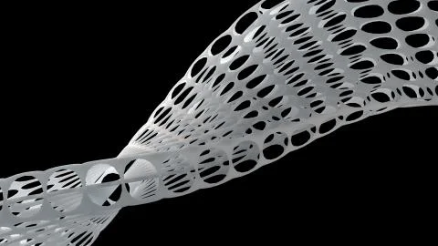 Abstract 3d rendered form. Complex deform structure. Twisted organic form. Stock Illustration