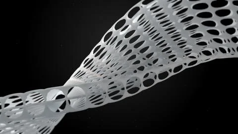 Abstract 3d rendered form. Complex deform structure. Twisted organic form. Stock Illustration