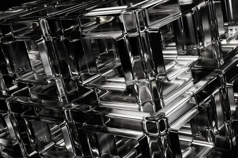 Abstract 3D Rendered Glass Cube Grid Structure Background Stock-Illustration