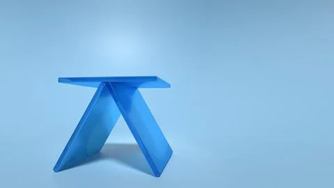 Abstract 3d rendering of balanced blue glass panels 库存插图