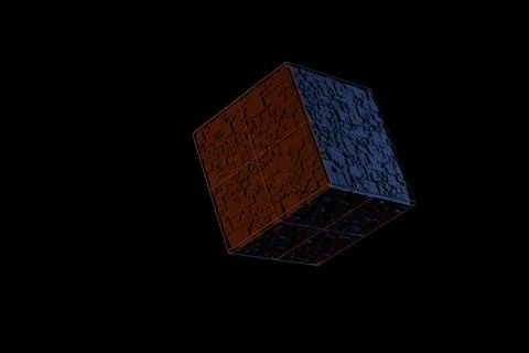 Abstract 3d rendering of black cube. Sci fi cubes in empty space. Futuristic Illustrazione stock