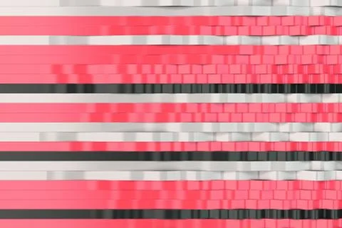 Abstract 3D rendering of black, white and red sine waves Stock Illustration