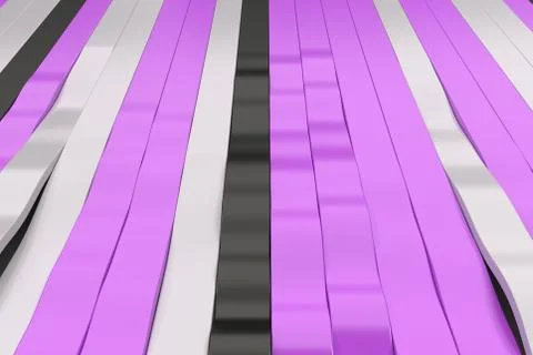 Abstract 3D rendering of black, white and violet sine waves Stock Illustration